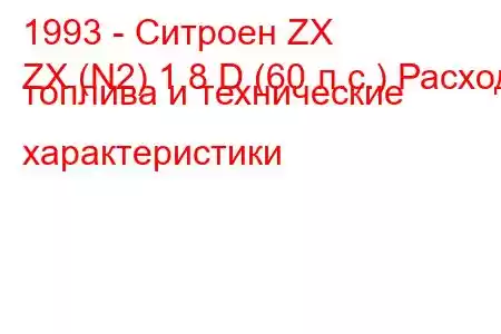 1993 - Ситроен ZX
ZX (N2) 1.8 D (60 л.с.) Расход топлива и технические характеристики