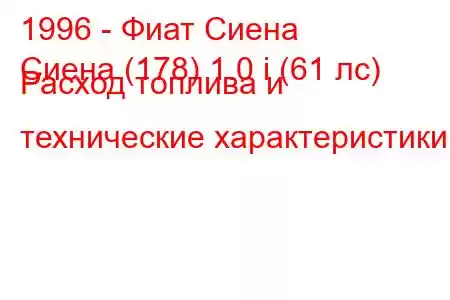 1996 - Фиат Сиена
Сиена (178) 1.0 i (61 лс) Расход топлива и технические характеристики