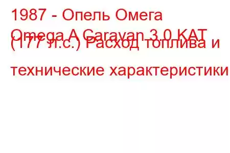 1987 - Опель Омега
Omega A Caravan 3.0 KAT (177 л.с.) Расход топлива и технические характеристики