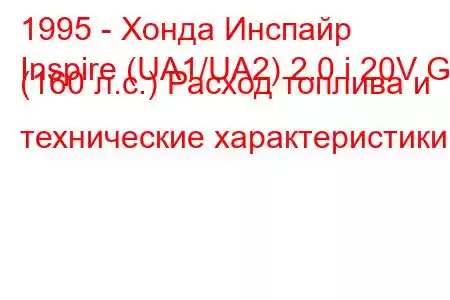 1995 - Хонда Инспайр
Inspire (UA1/UA2) 2.0 i 20V G (160 л.с.) Расход топлива и технические характеристики