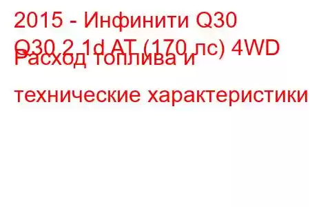 2015 - Инфинити Q30
Q30 2.1d AT (170 лс) 4WD Расход топлива и технические характеристики