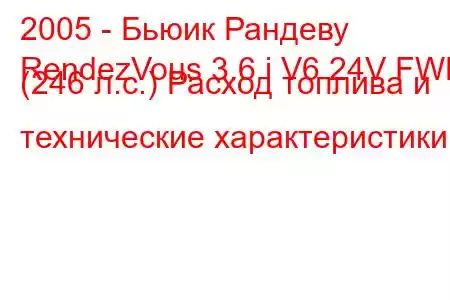 2005 - Бьюик Рандеву
RendezVous 3.6 i V6 24V FWD (246 л.с.) Расход топлива и технические характеристики