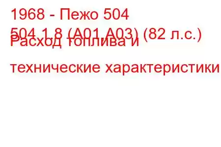 1968 - Пежо 504
504 1.8 (A01,A03) (82 л.с.) Расход топлива и технические характеристики