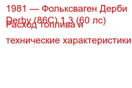 1981 — Фольксваген Дерби
Derby (86C) 1.3 (60 лс) Расход топлива и технические характеристики