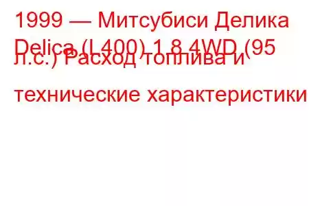 1999 — Митсубиси Делика
Delica (L400) 1.8 4WD (95 л.с.) Расход топлива и технические характеристики