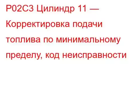 P02C3 Цилиндр 11 — Корректировка подачи топлива по минимальному пределу, код неисправности