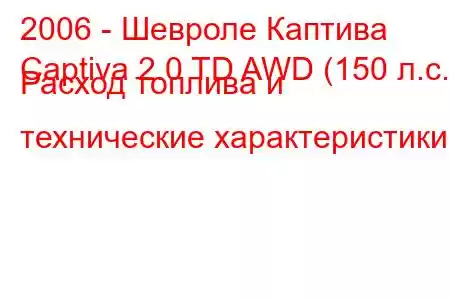 2006 - Шевроле Каптива
Captiva 2.0 TD AWD (150 л.с.) Расход топлива и технические характеристики