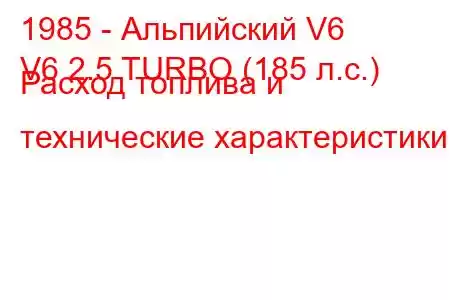 1985 - Альпийский V6
V6 2.5 TURBO (185 л.с.) Расход топлива и технические характеристики