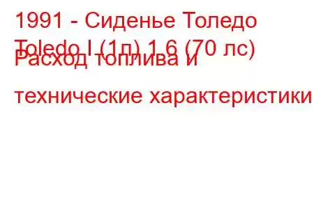 1991 - Сиденье Толедо
Toledo I (1л) 1.6 (70 лс) Расход топлива и технические характеристики