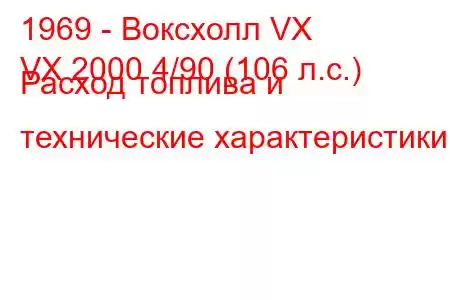 1969 - Воксхолл VX
VX 2000 4/90 (106 л.с.) Расход топлива и технические характеристики