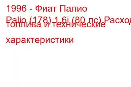 1996 - Фиат Палио
Palio (178) 1.6i (80 лс) Расход топлива и технические характеристики