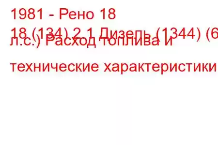 1981 - Рено 18
18 (134) 2.1 Дизель (1344) (67 л.с.) Расход топлива и технические характеристики