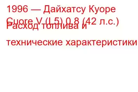 1996 — Дайхатсу Куоре
Cuore V (L5) 0.8 (42 л.с.) Расход топлива и технические характеристики