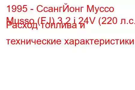 1995 - СсангЙонг Муссо
Musso (FJ) 3.2 i 24V (220 л.с.) Расход топлива и технические характеристики