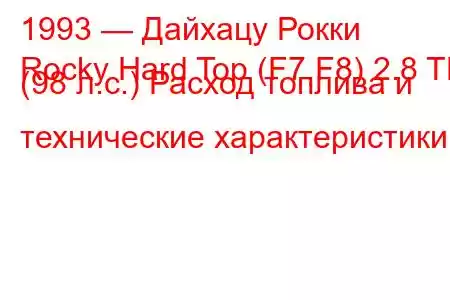 1993 — Дайхацу Рокки
Rocky Hard Top (F7,F8) 2.8 TD (98 л.с.) Расход топлива и технические характеристики
